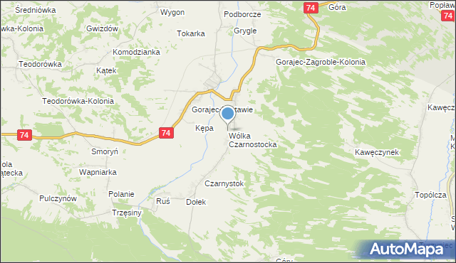 mapa Wólka Czarnostocka, Wólka Czarnostocka na mapie Targeo